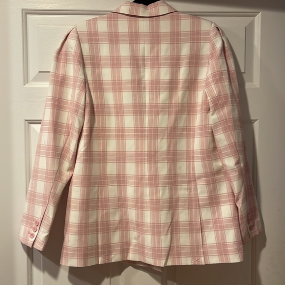 NWT Elie Tahari Amelia Plaid pink and white blazer size 10 - Picture 4 of 5